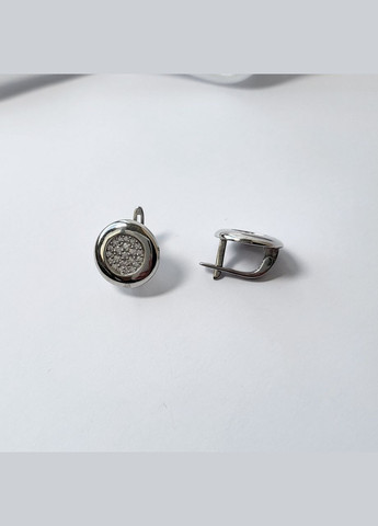Срібні сережки Монетки в білих каменях срібло 925 проби Родоване 5510р 4.60г No Brand (306743081)