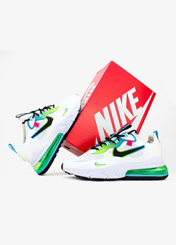 Белые всесезонные кроссовки мужские nike air max 270 react white green | найк аир макс 270 реакт белые зеленые No Brand