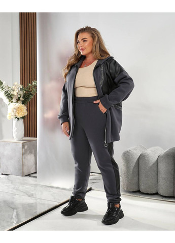 Костюм трехнитка на флисе +экокожа,теплый,штаны и кофта Україна (361499617)