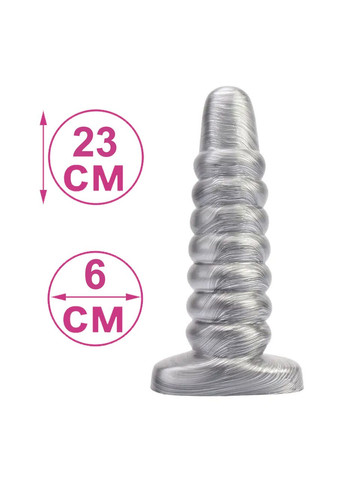 Рельєфна анальна пробка Silver Dark Muscle 23x6 см для екстремальних відчуттів Chisa (317747639)