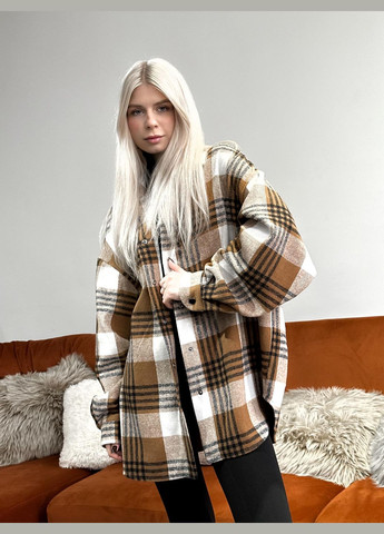 Светло-коричневая повседневный, кэжуал рубашка в клетку Vakko с длинным рукавом