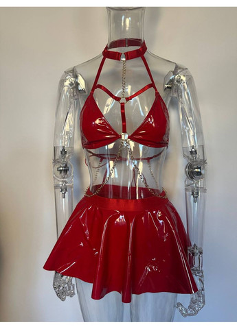 Латексный костюм женский для ролевих игор "Новогодний кролик" красный No Brand (315403198)