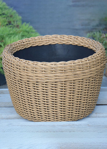 Кашпо большое 60 литров (горшок для цветов и растений), Вазон из искусственного ротанга ручной работы. Цвет Дерево Handmade (329193712)