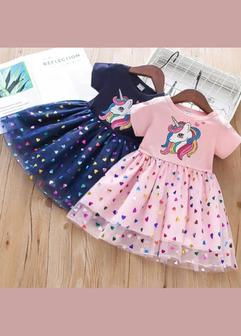 Синее платье детское, нарядное "единорог" No Brand (294721513)