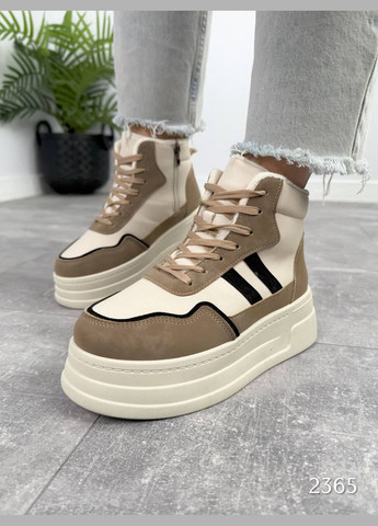 Стильные женские хайтопы No Brand бежевые зима (311281408)