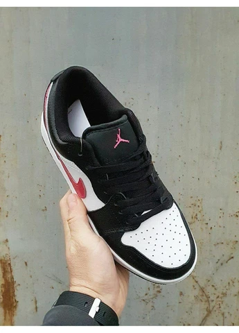 Белые летние кроссовки nike air jordan 1 low black white pink найк аир джордан No Brand