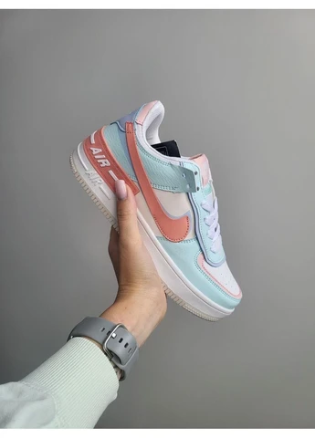 Белые демисезонные кроссовки мужские nike air force 1 shadow blue white найк аир форс 1 белые No Brand