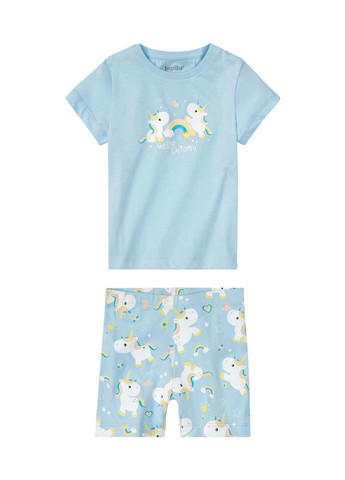Блакитна піжама (футболка і шорти) для дівчинки my little pony 386712 блакитний Lupilu