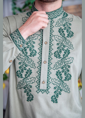 мужская вышиванка мощь хаки с зеленым Galychanka (300358738)