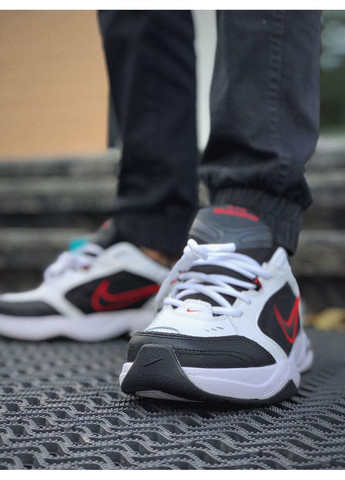 Чорні Осінні кросівки чоловічі nike air monarch black white «red logo» найк аір монарх No Brand