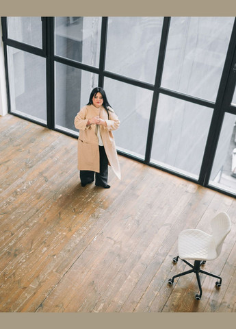 Бежеве демісезонне Широке пальто з коміром-стійкою оверсайз HankaKohana