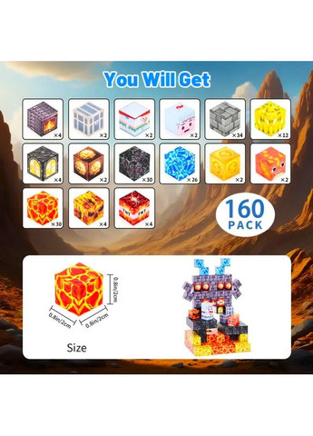 Магнитный конструктор 100 блоков Домик с водопадом Minecraft (351586039)