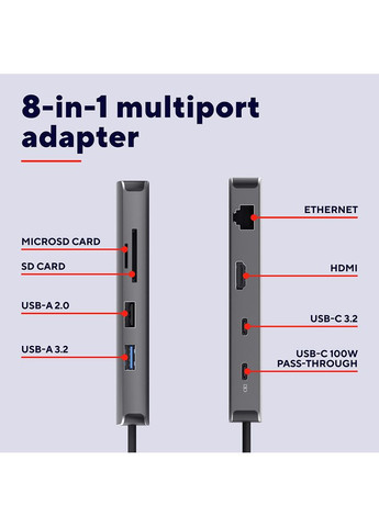 Док-станция Dalyx 8in1 Gray (25672) Trust (341679166)