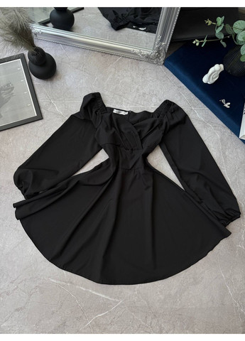 Чорна вечірня романтична сукня з софту — замір в описі DK/DL Мода без кордонів однотонна