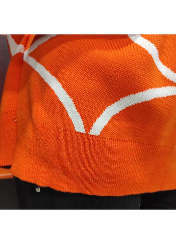 Помаранчевий светр жіночий оверсайз прямий крій візерунок геометрія 46/48 No Brand