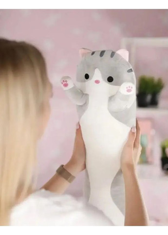 Игрушка Кот Батон серый плюшевый 70 см, мягкая игрушка подушка антистресс для детей и взрослых No Brand (364191382)