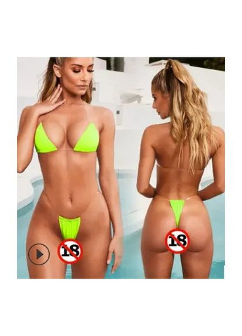 Салатовий літній роздільний купальник бікіні для загару. купальник "бікіні" прозорі брителі на пляж салатний China