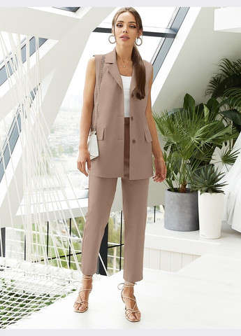 льняной костюм из жилета и укороченных брюк бежевый Dressa (331344762)