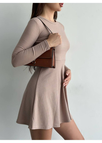 Бежевое вечернее платье «колокольчик» из рубчика мустанг • нежное и женственное • замеры в описании GD/GL Модний простір однотонное