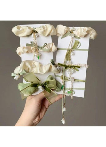 Резинки для волос 9 шт, набор резинок, украшенные лентами, бусинами и подвесками No Brand (370290304)