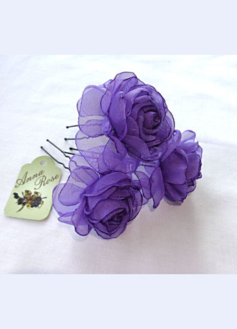 Брошь роза из ткани ручной работы "Сиреневый закат" No Brand (349842615)