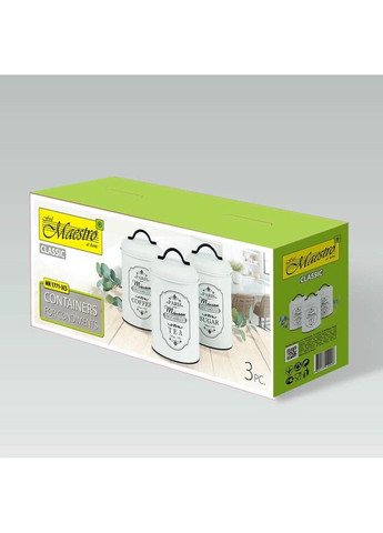 Набір банок для сипучих продуктів MR-1771-3СS 3 предмети білий Maestro (327608542)