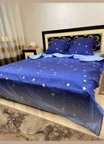 Постельное белье хлопковое Меркурий Двуспальное 180 x 220 Бязь Синее 50 х 70 No Brand (304368455)