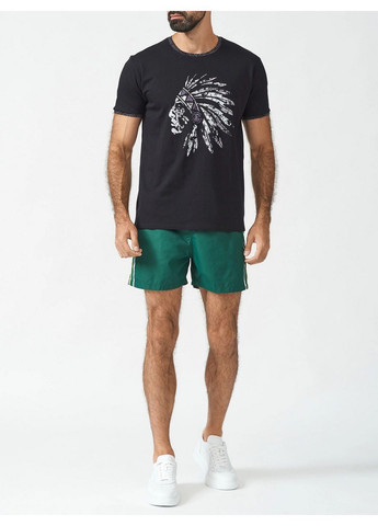 Чорна футболка чоловіча 2307t3 комфортна еластична дихаюча стильна преміум подарунок з коротким рукавом Geronimo