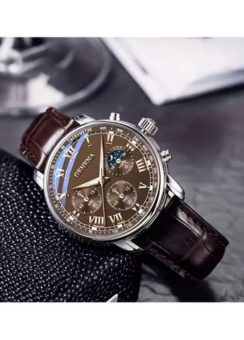 Мужские наручные кварцевые часы Brown с коричневым циферблатом и экокожим ремешком, классический стиль. Geneva (368882690)