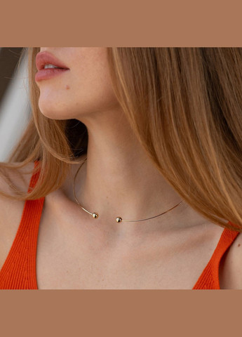 Кольє - чокер "Miley" (жовте золото) з кульками кол02548 Oniks (316302307)