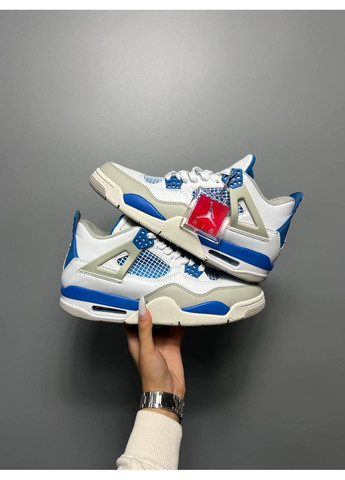 Белые демисезонные кроссовки мужские nike air jordan 4 retro golf military blue найк аир джордан No Brand