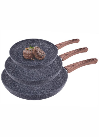 Набір сковорідок Grey Marble KM-4169 3 предмета Kamille (364502044)