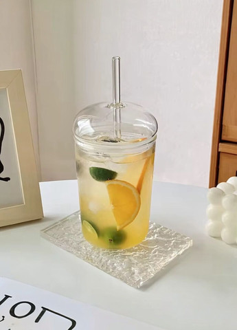 Склянка з кришкою та соломинкою 500мл No Brand віші500 (324626409)