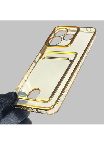 Чохол для POCO M6 4G із золотою окантовкою з кишенькою для карток на сяомі поко м6 золотий Xiaomi (366022396)