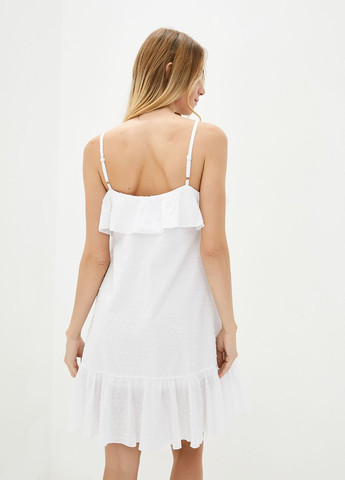 Білий кежуал коротка бавовняна сукня білого кольору в дрібний однотонний горошок. ORA однотонна