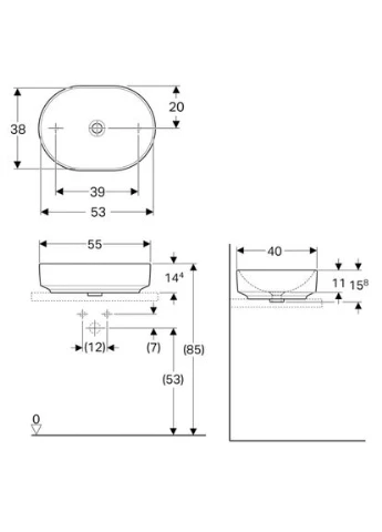 Раковина VARIFORM, /глянцевый, накладная Geberit (395927116)