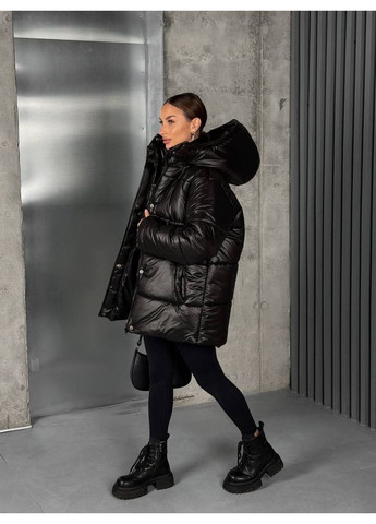 Чорна жіноча куртка зима (-15) No Brand