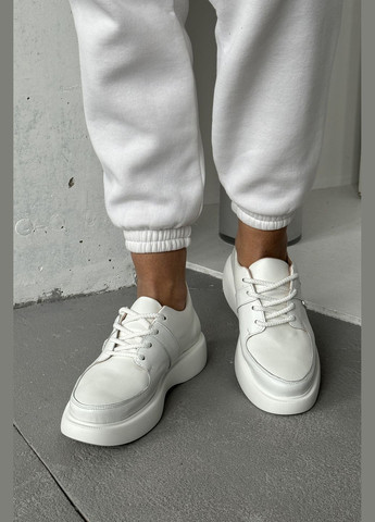 Белые демисезонные современные стильные комфортные кожаные кроссовки InFashion Кросівки