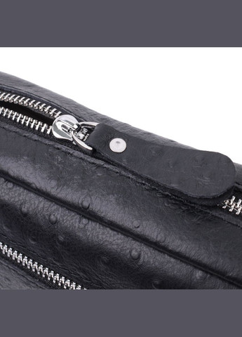 Фактурна кроссбоді для жінок з натуральної шкіри чорна 22659 Vintage (329195575)