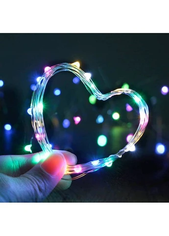 Гирлянда Роса Нить 100 LED на батарейках 10 м Разноцветный No Brand (370606662)