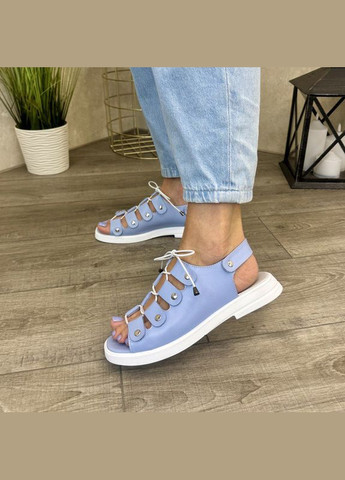 Босоніжки шкіряні жіночі на низькому ходу. Колір блакитний. 39 розмір Vasha para (303931702)