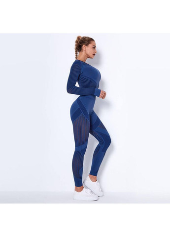 Женский фитнес костюм / Женский спортивный комплект синего цвета / Бесшовный фитнес костюм женский синий Push Up No Brand (367102210)