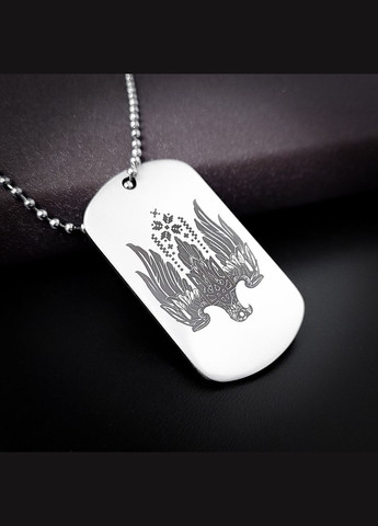 Жетон ВСУ из нержавеющей стали 50х28х2 мм с гравировкой. Цепочка в подарок! Цветная гравировка шеврона No Brand (300369243)