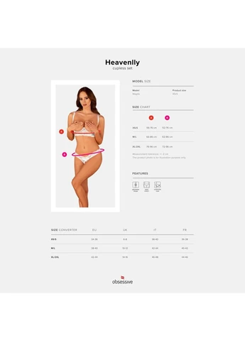 Білий демісезонний еротичний комплект heavenlly 2-pcs cupless set, відкриті груди, з доступом Obsessive