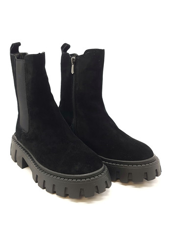 Осенние женские ботинки зимние черные замшевые ii-11-9 24 см(р) It is