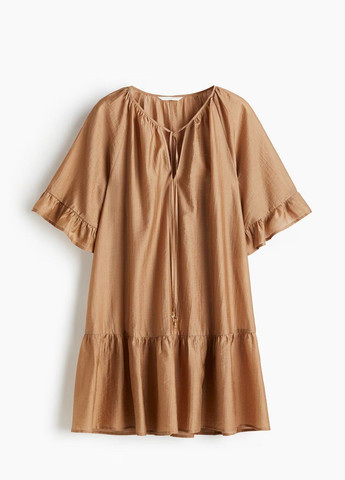 Темно-бежевое кэжуал платье H&M однотонное