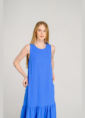Синя кежуал плаття жіноче вільне без рукавів міді електрик mkaz6428-3 Modna KAZKA