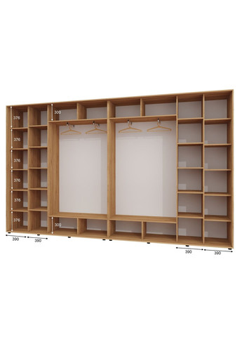 Шафа-купе чотиридверна 370*45*240 Дуб крафт золотий 2 Дзеркала з піскострумним малюнком/2 Дзеркала Алекса (360478006)