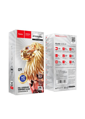 Защитное стекло Full screen HD tempered glass set for iP15 Pro Max (G9) Black Hoco (297454445)