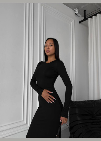 Черное деловое, повседневный, кэжуал, вечернее женское платье силуэтная FINO Mode